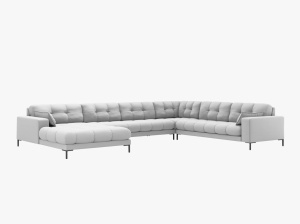 COLTAR MAMAIA, CU 7 LOCURI, PE DREAPTA, GRI DESCHIS, CU TAPITERIE DIN TEXTIL STRUCTURAT NEVE, MICADONI
