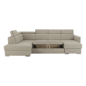 COLTAR MARIETA U, MODEL DREAPTA, BEJ/CARAMIZIU, DIN TEXTIL CABLO, EXTENSIBIL, SPATIU DEPOZITARE, STIL MODERN, TK - Img 8