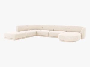 COLTAR MILEY, CU 6 LOCURI, PE STANGA, BEJ FILDES, CU TAPITERIE DIN TEXTIL CHENILLE EDEN, MICADONI