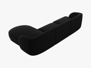 COLTAR MILEY DREAPTA, 4 LOCURI, 255 CM, NEGRU 19, TAPITERIE DIN CATIFEA, DESIGN DEOSEBIT - Img 3