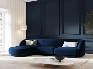 COLTAR MILEY STANGA, 4 LOCURI, 255 CM, ALBASTRU 86, TAPITERIE DIN CATIFEA, DESIGN DEOSEBIT