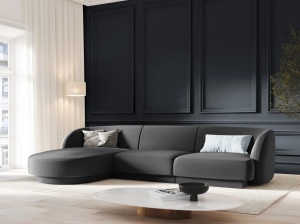COLTAR MILEY STANGA, 4 LOCURI, 255 CM, GRI 14, TAPITERIE DIN CATIFEA, DESIGN DEOSEBIT