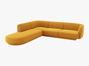 COLTAR MILEY STANGA, 6 LOCURI, 258 CM, GALBEN 68, TAPITERIE DIN CATIFEA, DESIGN DEOSEBIT