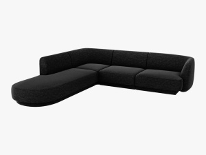 COLTAR MILEY STANGA, 6 LOCURI, 258 CM, NEGRU 19, TAPITERIE CHENILLE, DESIGN DEOSEBIT
