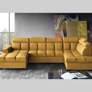 COLTAR MODERN DEOSEBIT, GOMEZ U 330CM, DIN CATIFEA DE CULOARE GALBENA, CONFORT SPORIT, MARS - Img 8