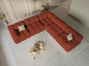 COLTAR MODULAR BELLIS, 5 LOCURI, 282 CM, SCORTISOARA 44, TAPITERIE DIN CATIFEA 3D, DESIGN DEOSEBIT