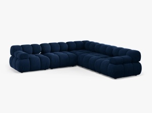 COLTAR MODULAR BELLIS, ALBASTRU ROYAL, CU TAPITERIE DIN CATIFEA BLUVEL, MICADONI