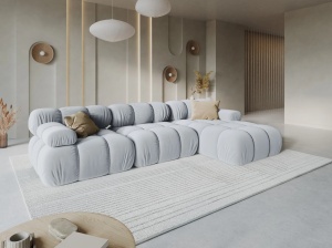 COLTAR MODULAR BELLIS, DREAPTA, 3 LOCURI, 285 CM, ALBASTRU DESCHIS 80, TAPITERIE DIN CATIFEA, DESIGN DEOSEBIT