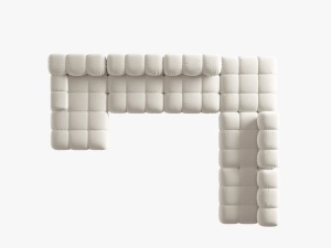 COLTAR MODULAR BELLIS, DREAPTA, 6 LOCURI, 379 CM, BEJ DESCHIS 21, TAPITERIE DIN CATIFEA, DESIGN DEOSEBIT - Img 2