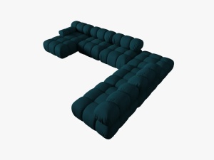 COLTAR MODULAR BELLIS, DREAPTA, 6 LOCURI, 379 CM, BLEUMARIN 87, TAPITERIE DIN CATIFEA 3D, DESIGN DEOSEBIT - Img 4