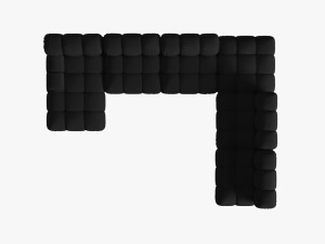 COLTAR MODULAR BELLIS, DREAPTA, 6 LOCURI, 379 CM, NEGRU 19, TAPITERIE DIN CATIFEA 3D, DESIGN DEOSEBIT - Img 6