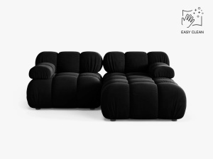 COLTAR MODULAR BELLIS, PE DREAPTA, NEGRU, CU TAPITERIE DIN CATIFEA VENUS, MICADONI