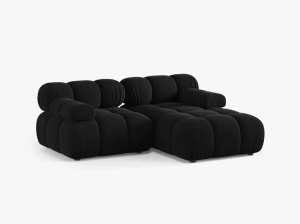 COLTAR MODULAR BELLIS, PE DREAPTA, NEGRU, CU TAPITERIE DIN CATIFEA BLUUVEL, MICADONI - Img 2