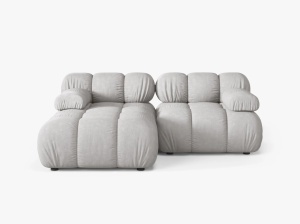 COLTAR MODULAR BELLIS, PE STANGA, GRI DESCHIS, CU TAPITERIE DIN TEXTIL STRUCTURAT LIBERTY, MICADONI