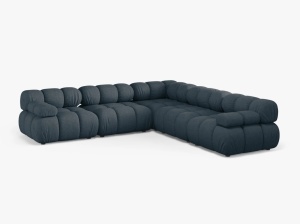 COLTAR MODULAR BELLIS, PETROL INCHIS, CU TAPITERIE DIN TEXTIL STRUCTURAT LIBERTY, MICADONI