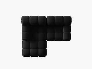 COLTAR MODULAR BELLIS, STANGA, 2 LOCURI, 191 CM, NEGRU 100, TAPITERIE DIN CATIFEA, MICADONI - Img 3