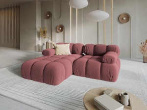 COLTAR MODULAR BELLIS, STANGA, 2 LOCURI, 191 CM, ROZ 63, TAPITERIE DIN CATIFEA, DESIGN DEOSEBIT