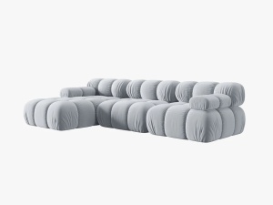 COLTAR MODULAR BELLIS, STANGA, 3 LOCURI, 285 CM, ALBASTRU DESCHIS 80, TAPITERIE DIN CATIFEA, DESIGN DEOSEBIT - Img 5