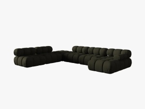 COLTAR MODULAR BELLIS, STANGA, 6 LOCURI, 379 CM, VERDE 77, TAPITERIE DIN CATIFEA 3D, DESIGN DEOSEBIT - Img 5