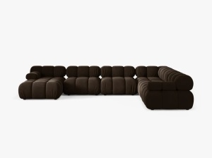 COLTAR MODULAR PANORAMIC BELLIS, PE DREAPTA, MARO INCHIS, CU TAPITERIE DIN CATIFEA VENUS, MICADONI - Img 2