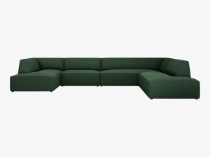 COLTAR RUBY, CU 7 LOCURI, PE DREAPTA, VERDE, CU TAPITERIE DIN TEXTIL STRUCTURAT OTTAWA, MICADONI