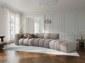 COLTAR SEMIROTUND LUPIN, DREAPTA, 5 LOCURI, 335 CM, BEJ 30, TAPITERIE CHENILLE, DESIGN DEOSEBIT