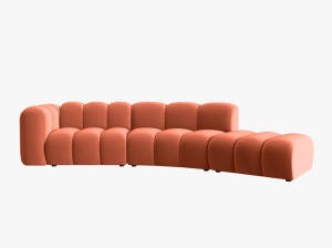 COLTAR SEMIROTUND LUPIN, DREAPTA, 5 LOCURI, 335 CM, CORAL 12, TAPITERIE DIN CATIFEA, DESIGN DEOSEBIT