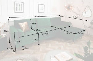 COLTAR SUPER CONFORTABIL 260CM, VELVET II, DIN LEMN SI CATIFEA VERDE SMARALD, ARTIM GROUP SELECTION - Img 8