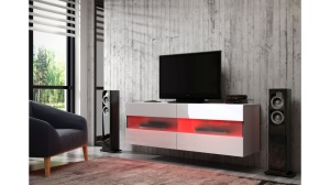 COMODA ALBA TV CU LED SI TELECOMANDA RITA