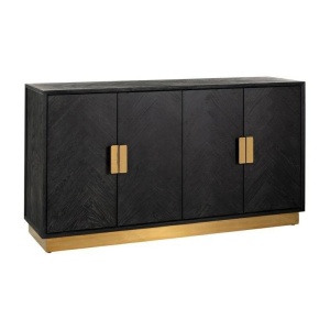 COMODA BLACKBONE, 160 CM, NEGRU/AURIU, DIN FURNIR DE STEJAR SI METAL, STIL MODERN, B2