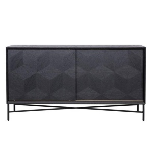 COMODA BLAX, 160 CM, NEAGRA, DIN FURNIR DE STEJAR SI METAL, STIL MODERN, B2 - Img 2
