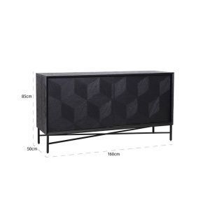 COMODA BLAX, 160 CM, NEAGRA, DIN FURNIR DE STEJAR SI METAL, STIL MODERN, B2 - Img 5