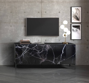 COMODA/BUFET 165CM, KIM BLACK, COD 4969, STIL MODERN, REALIZATA DIN METAL SI PANOURI ECO - Img 4