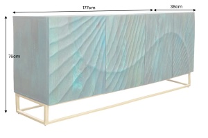 COMODA/BUFET LIVING 180CM, SCORPION 3D, TURCOAZ, DIN LEMN MASIV DE MANGO SI METAL - Img 3