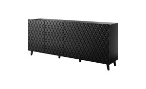 COMODA, CAMA-ASTI-CHESTER-NEGRU/CZ 200CM, DIN PLACI LAMINATE SI MDF, NEGRU MAT, DESIGN MODERN - Img 3
