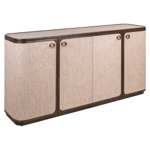 COMODA CU 4 USI, WILLOX, 214293, BEJ, CONFECTIONATA DIN PAL, METAL, TEXTIL SI LEMN DE STEJAR, RICHMOND INTERIORS