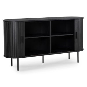 COMODA LIVING 140CM, ARTIM MEBLE, CU 2 USI GLISANTE SI SERTARE, REALIZATA DIN MDF, CULOARE NUC, STIL MODERN - Img 4
