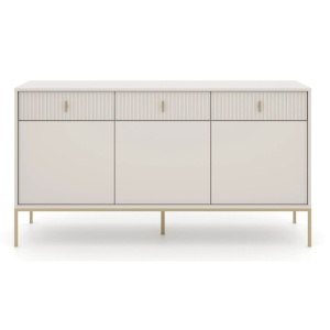 COMODA LIVING 155CM, ARTIM MEBLE, CU 3 USI, REALIZATA DIN MDF, CULOARE BEJ/AURIU, STIL MODERN - Img 3