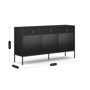 COMODA LIVING 155CM, ARTIM MEBLE, CU 3 USI, REALIZATA DIN MDF, CULOARE NEAGRA, STIL MODERN - Img 6