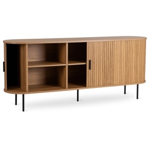 COMODA LIVING 180CM, ARTIM MEBLE, CU 2 USI SI SERTARE, REALIZAT DIN MDF SI METAL, CULOARE STEJAR, STIL MODERN - Img 2