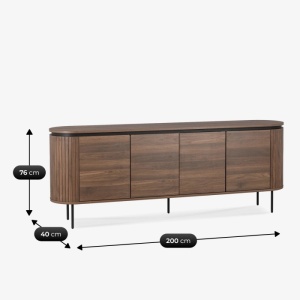 COMODA LIVING 200CM, ARTIM MEBLE, CU 4 USI, REALIZATA DIN MDF, CULOARE NUC, STIL MODERN - Img 7