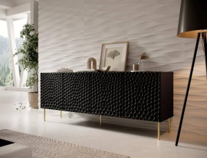 COMODA LIVING, CAMA-HOLE-KOM-190-CZ/CZ, 190CM, NEGRU MAT, DIN PLACI LAMINATE SI MDF, DESIGN MODERN