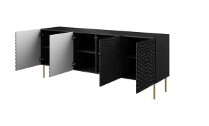 COMODA LIVING, CAMA-HOLE-KOM-190-CZ/CZ, 190CM, NEGRU MAT, DIN PLACI LAMINATE SI MDF, DESIGN MODERN - Img 2
