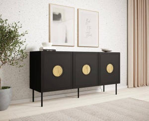 COMODA LIVING, PALAZZO-KOM-150-CZ/DC, 150CM, PLACA LAMINATA, MDF SI METAL, STIL MODERN, CAMA
