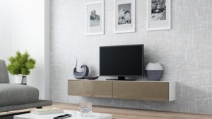 COMODA LIVING RTV VIGO 140 MINI ALB/LATTE DESIGN MODERN CM