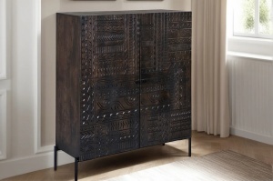 COMODA LIVING, TRIBAL 120CM, LEMN DE MANGO, MARO ANTICHIZAT, MODEL 3D, ARTIM GROUP SELECTION