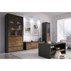 COMODA MONTANA K2DP, STEJAR LEKFAS INCHIS/SMOOTH GRI, DIN PAL MELAMINAT - Img 4
