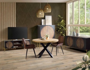 COMODA TV 145CM, NEGRU/NUC INCHIS, DIN LEMN DE MANGO/AURIU, GINER Y COLOMER - Img 3