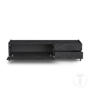 COMODA TV 160CM, EDDY BLACK, COD 4686, STIL MODERN, REALIZATA PANOURI LAMINATE, EFECT MARMURA NEAGRA - Img 3