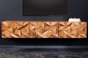 COMODA TV, ALPINE 160CM, LEMN MASIV DE SHEESHAM, MONTAJ SUSPENDAT, MODEL 3D, ARTIM GROUP SELECTION